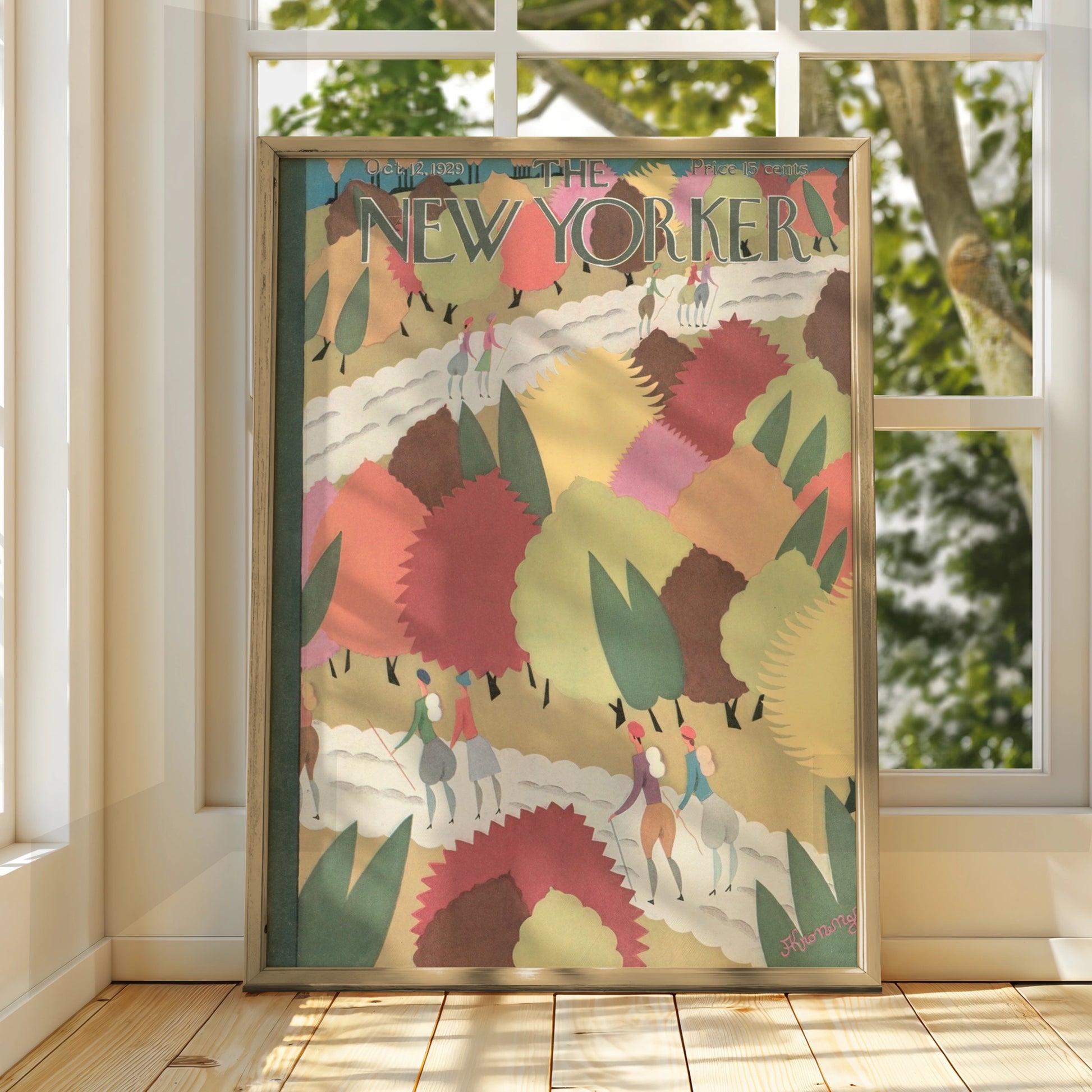 New Yorker 1929 Autumn Park Poster, Vintage Art Deco Cover Print, Fall Wall Art