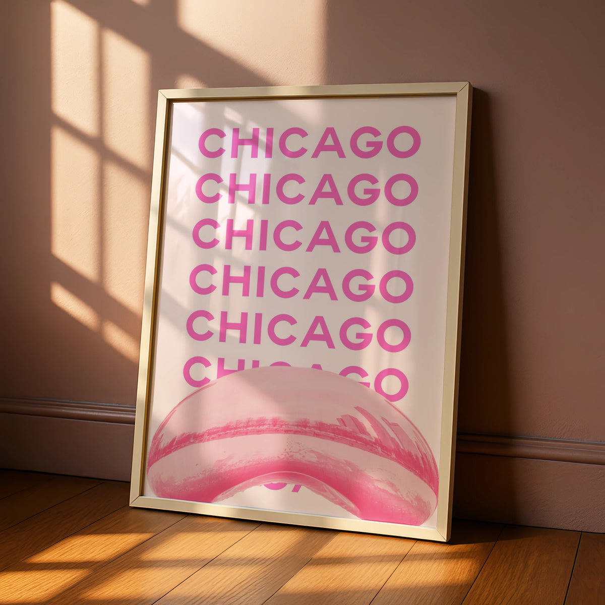 Chicago Travel Poster Pink Wall Art, Illinois City Print, Retro USA Travel Decor