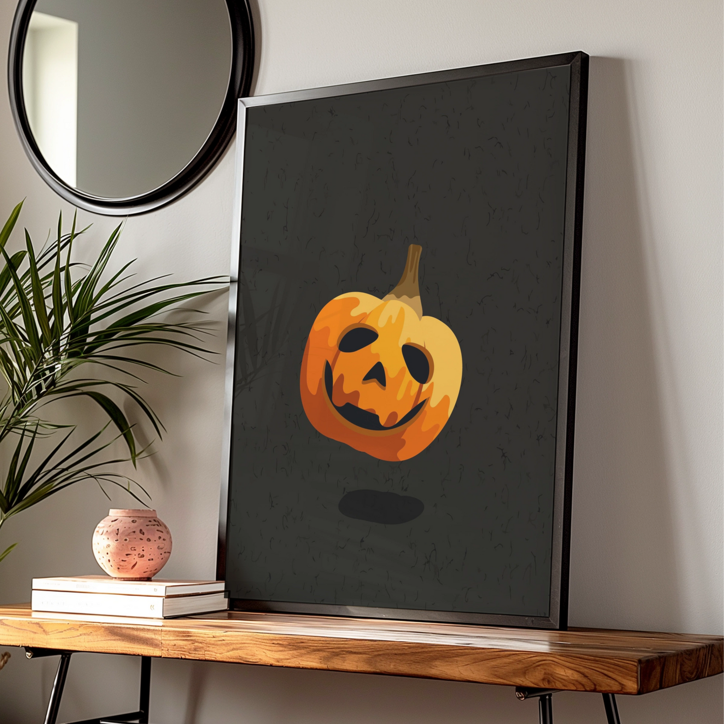 Halloween Pumpkin Wall Art, Jack O Lantern Poster, Spooky Orange Black Decor