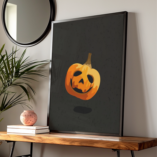 Halloween Pumpkin Wall Art, Jack O Lantern Poster, Spooky Orange Black Decor