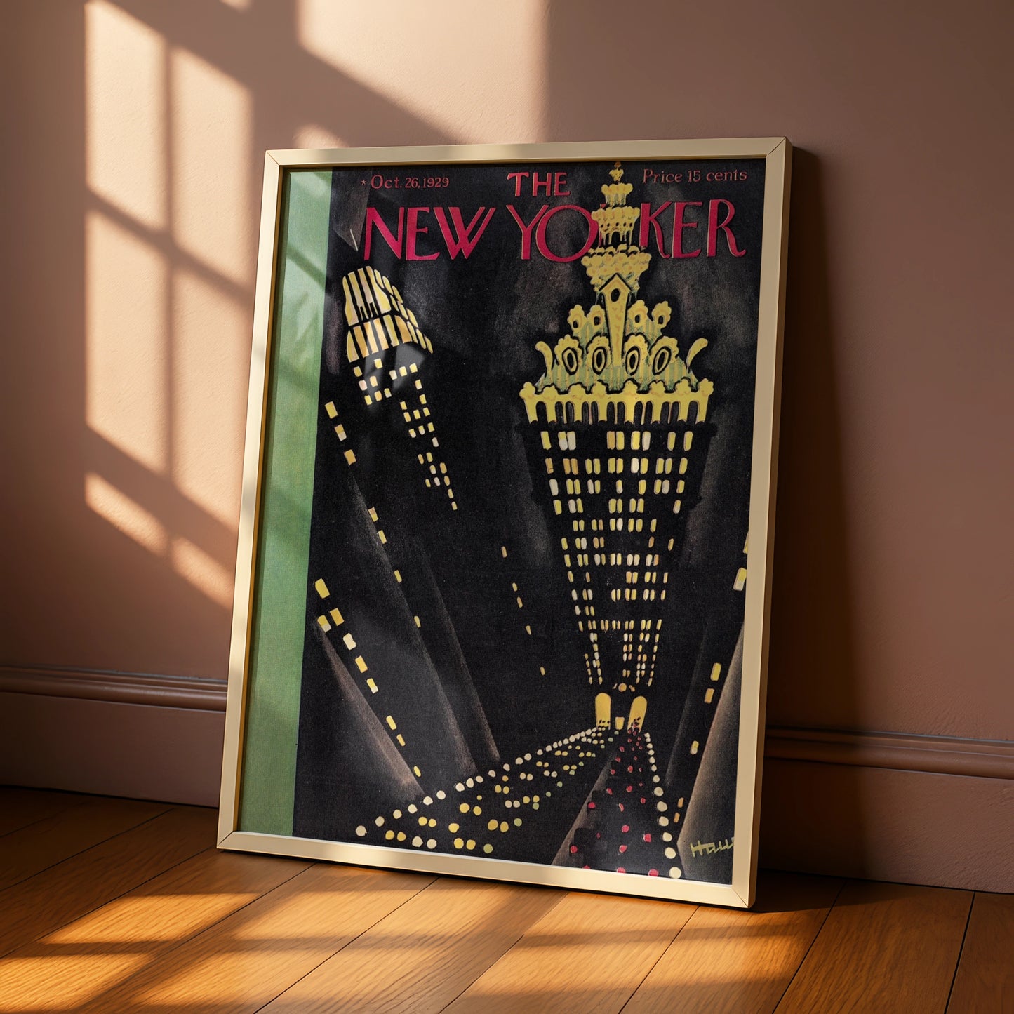 The New Yorker October 1929 Cover Poster, Art Deco NYC Skyline Night Wall Art Print