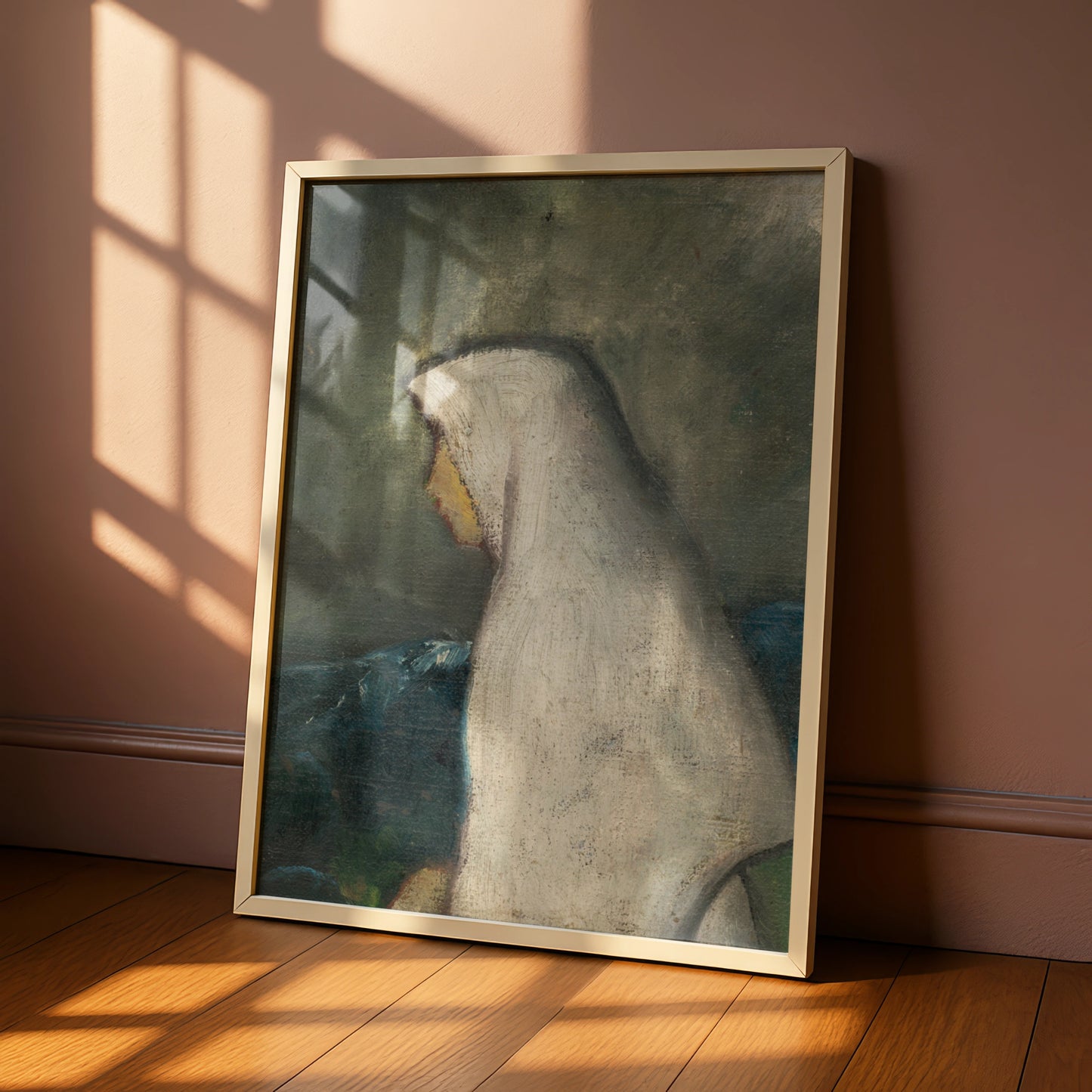 Halloween Ghost Figure Poster, Spooky Vintage Oil Painting Wall Art, Dark Gothic Print