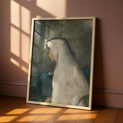 Halloween Ghost Figure Poster, Spooky Vintage Oil Painting Wall Art, Dark Gothic Print