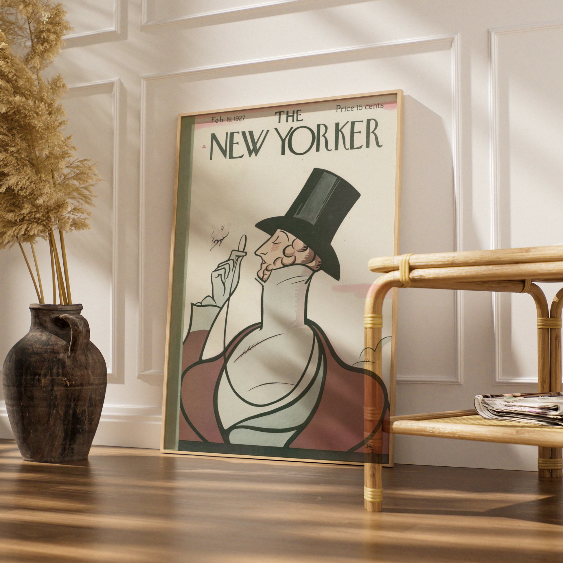 The New Yorker February 1927 Vintage Cover Poster, Top Hat Gentleman Art Deco Print