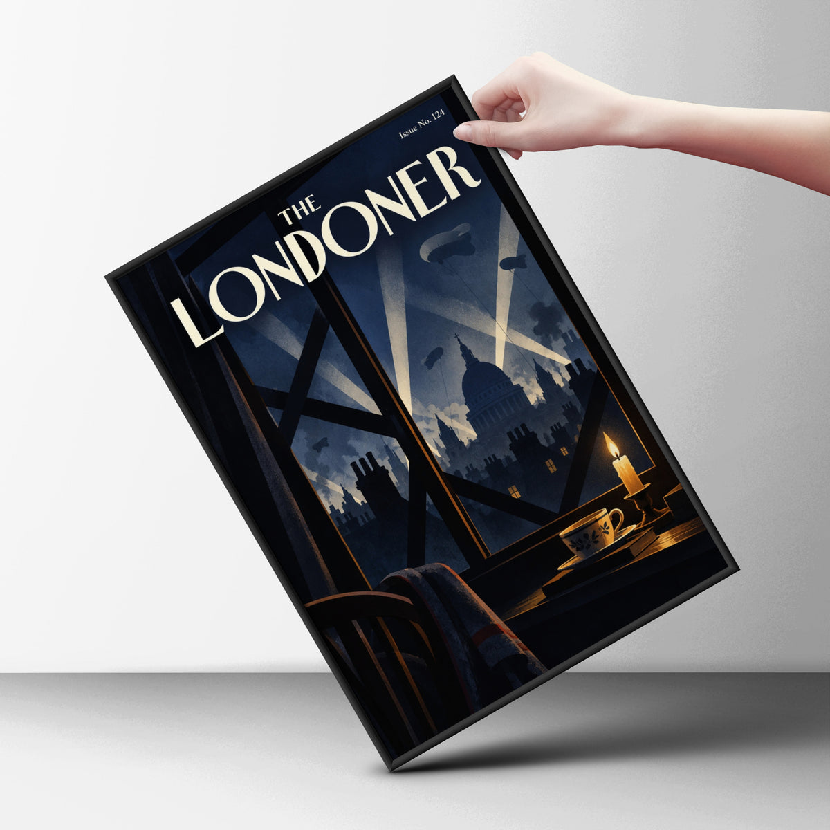 London Blitz Poster, St Paul's Cathedral Night Skyline, Vintage Magazine Cover Wall Art