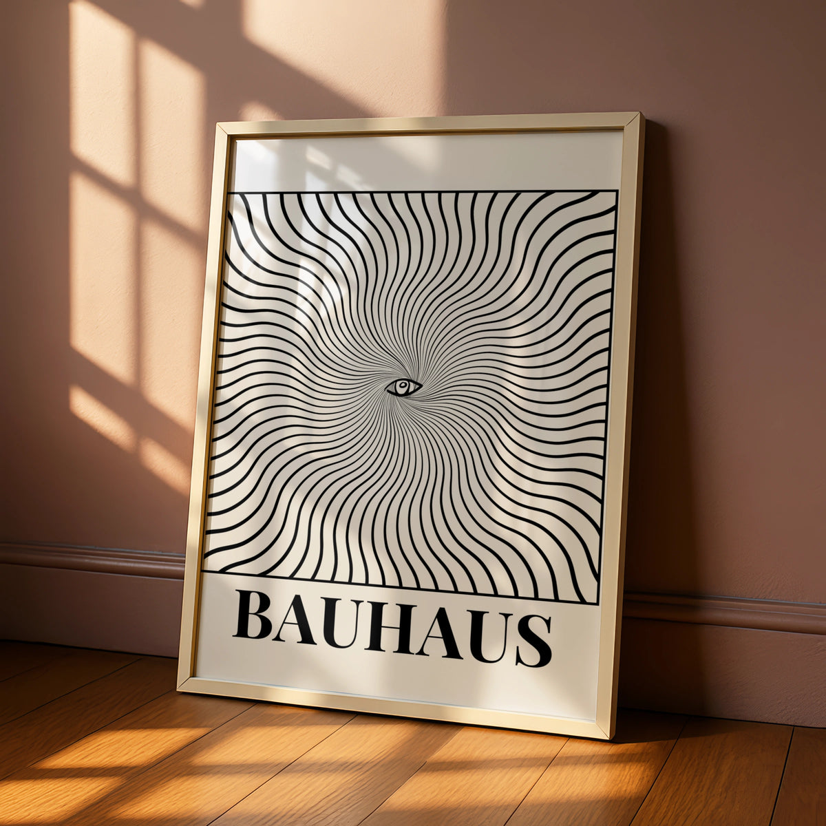 Bauhaus Eye Swirl Poster, Black White Maximalist Wall Art, Optical Illusion Print