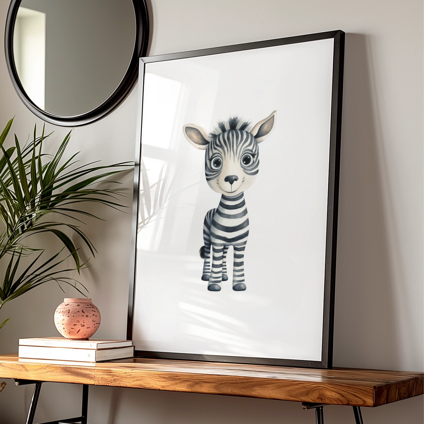 Cute Baby Zebra Nursery Wall Art, Safari Animal Poster, Kids Room Print, Children's Decor
