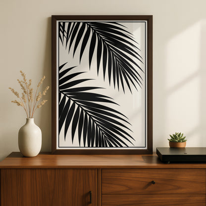 Palm Leaf Monochrome Wall Art, Black and White Botanical Poster, Minimalist Print, Neutral Decor