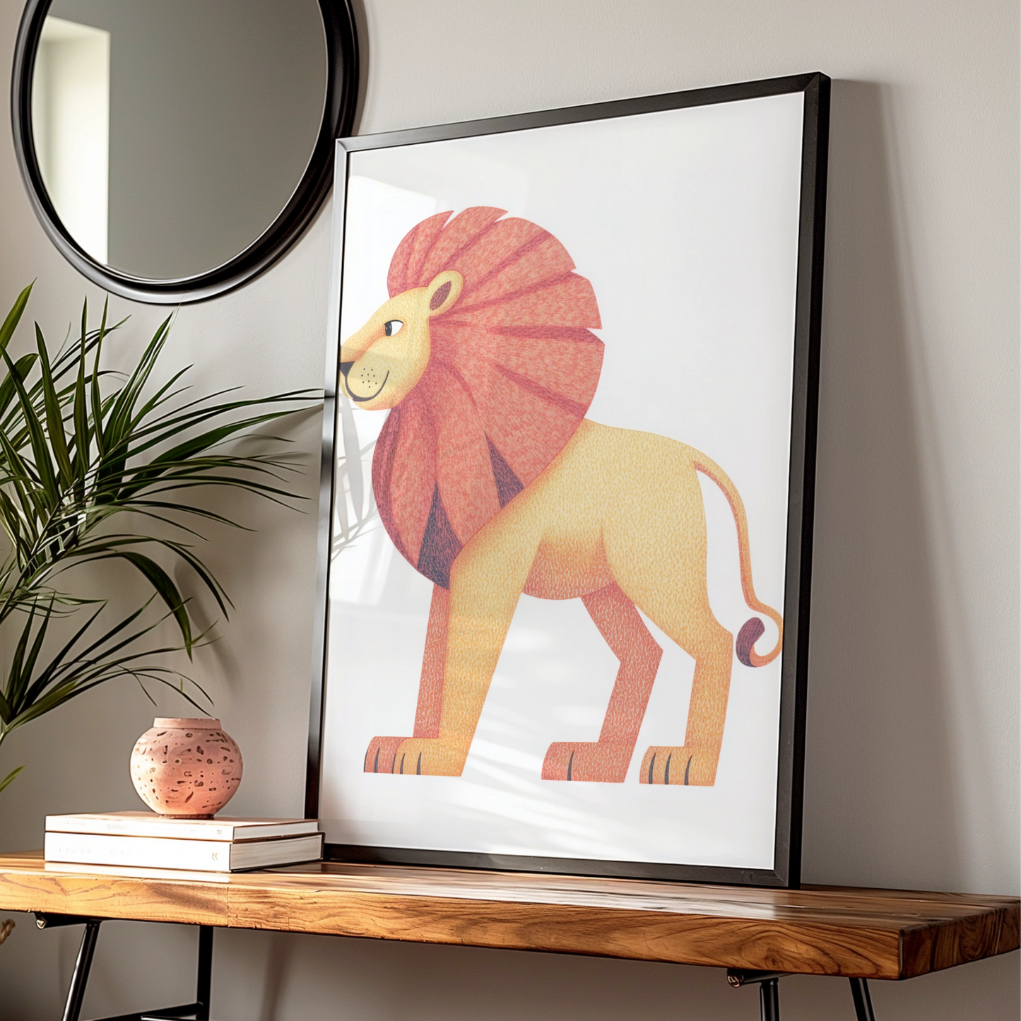 Lion Nursery Wall Art, Cute Safari Animal Print, Kids Room Poster, Colourful Baby Decor