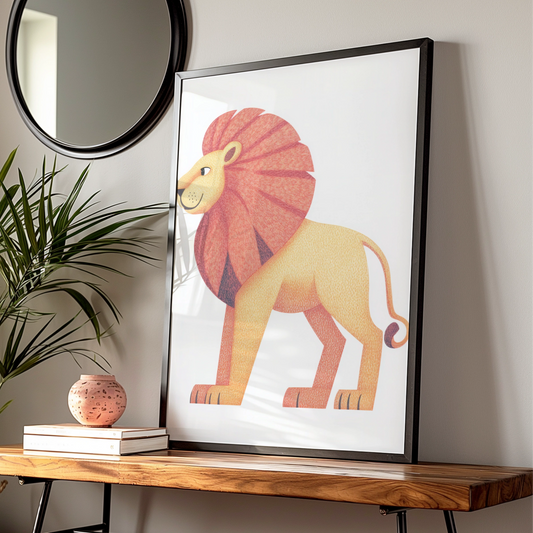 Lion Nursery Wall Art, Cute Safari Animal Print, Kids Room Poster, Colourful Baby Decor