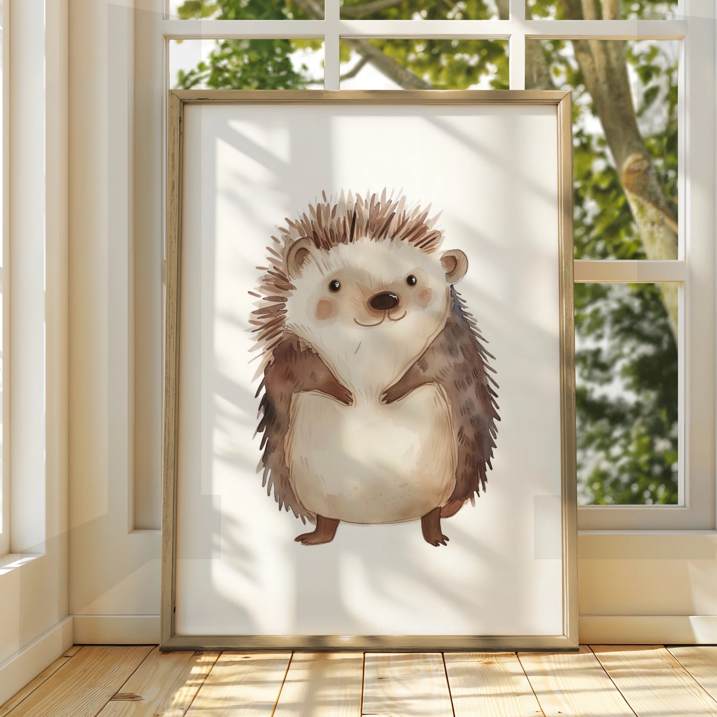 Hedgehog Nursery Wall Art, Cute Woodland Animal Poster, Baby Room Print, Kids Decor
