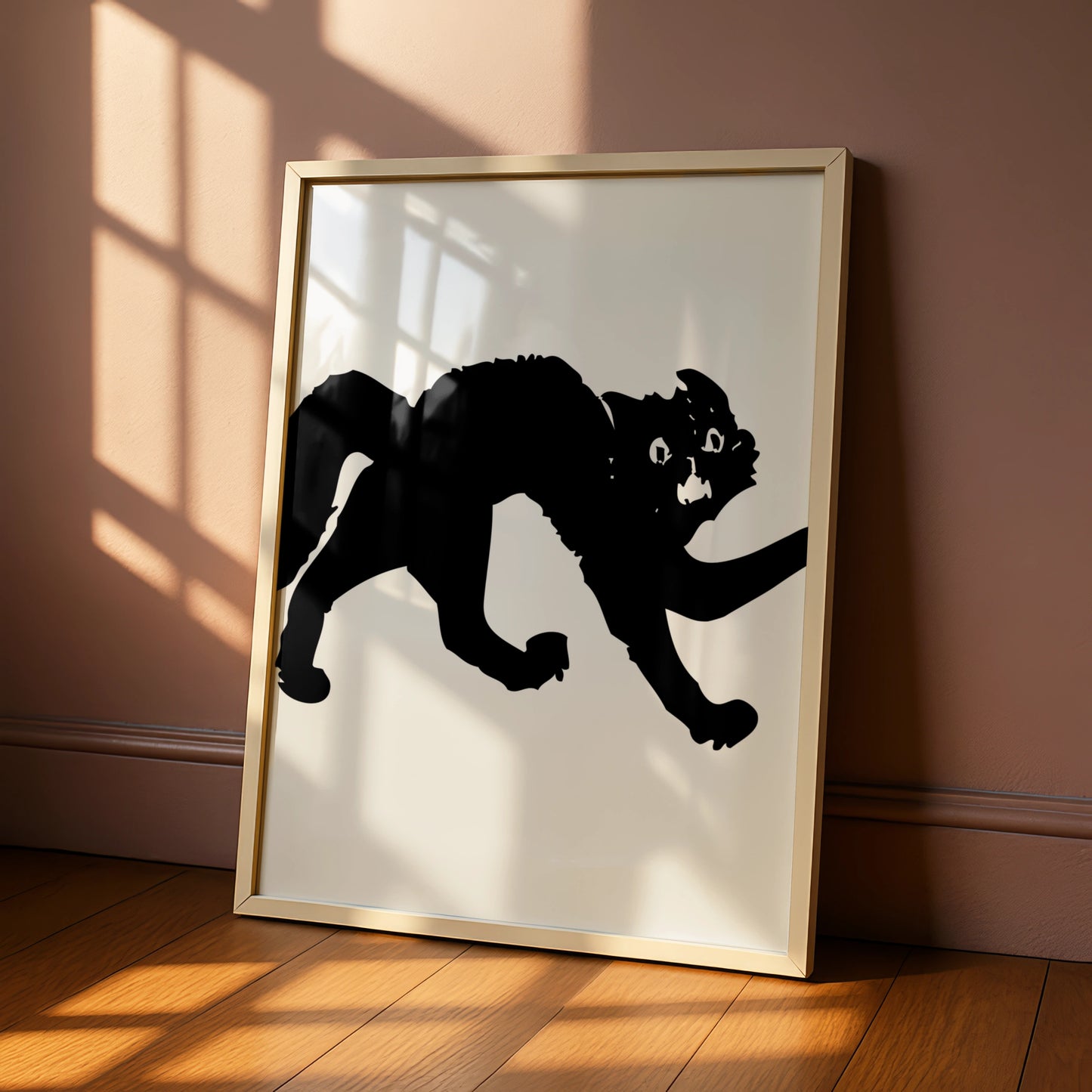 Halloween Black Cat Poster, Spooky Cat Silhouette Wall Art, Gothic Cat Print, Witch Cat Decor