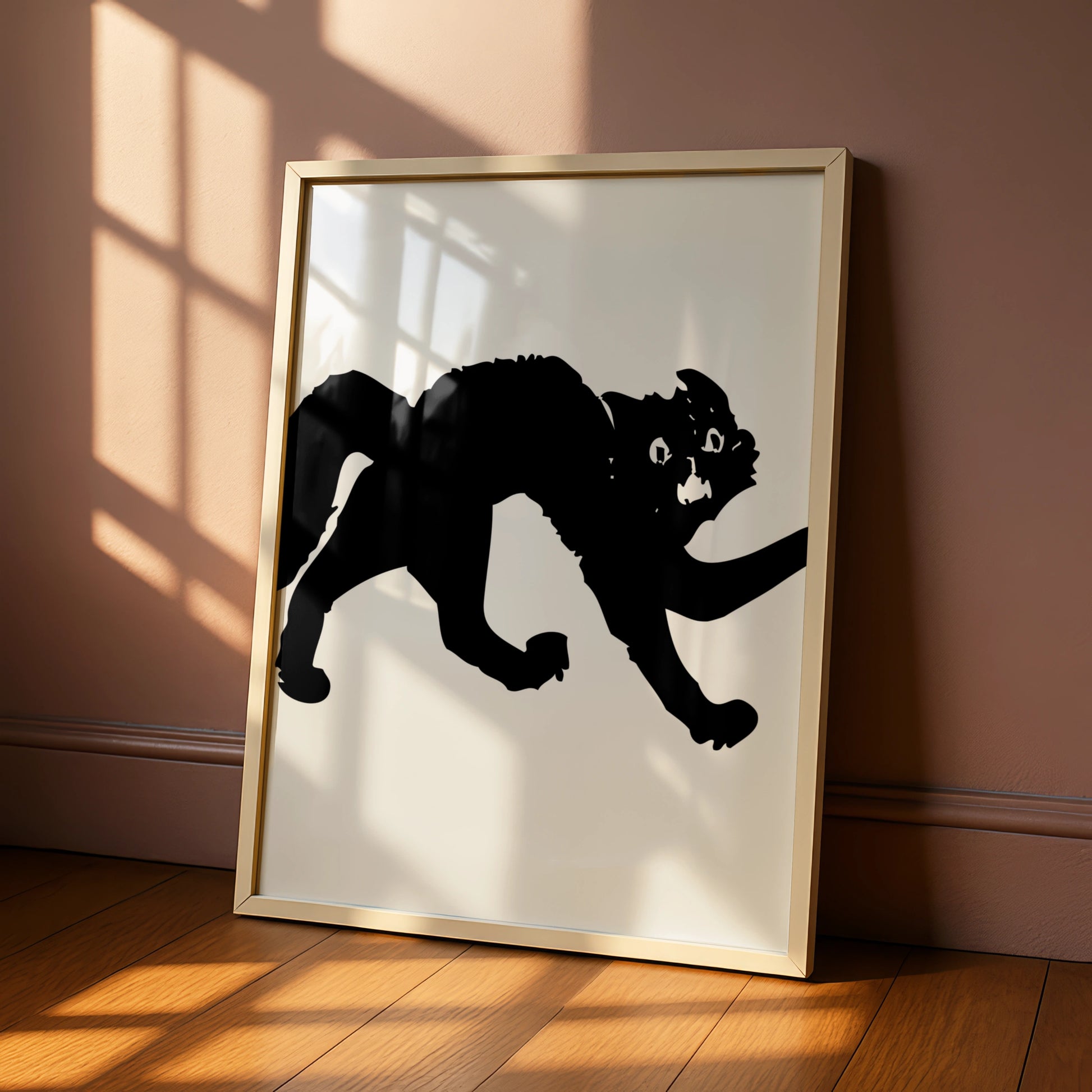 Halloween Black Cat Poster, Spooky Cat Silhouette Wall Art, Gothic Cat Print, Witch Cat Decor