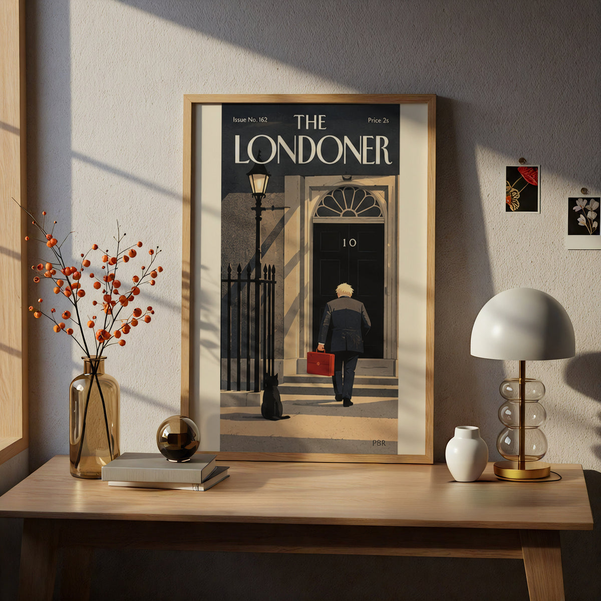 The Londoner Downing Street Poster, Vintage Magazine Cover Wall Art, London Print, Black Cat