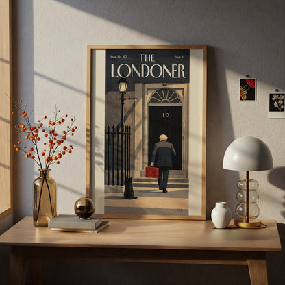The Londoner Downing Street Poster, Vintage Magazine Cover Wall Art, London Print, Black Cat