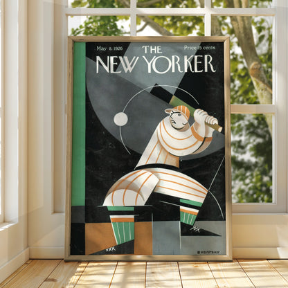 The New Yorker 1926 Baseball Poster, Art Deco Cover Print, Vintage Sports Wall Art