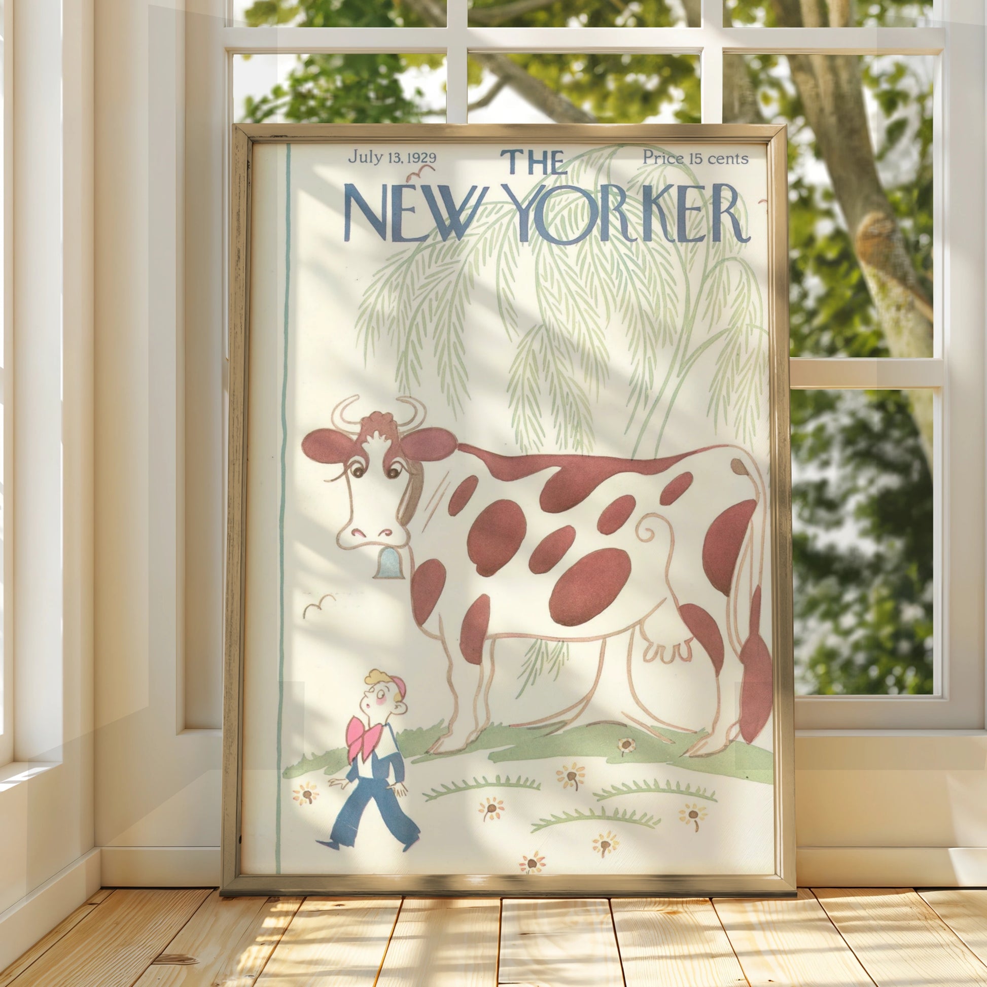 New Yorker 1929 Cow Cover Poster, Vintage Magazine Wall Art, Retro Farm Print