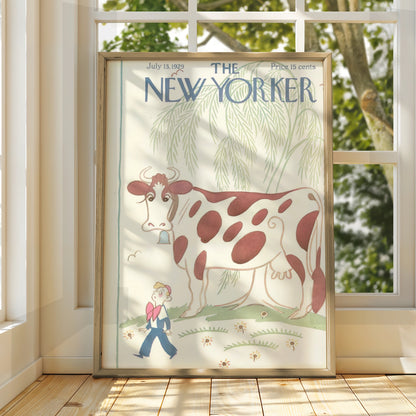 New Yorker 1929 Cow Cover Poster, Vintage Magazine Wall Art, Retro Farm Print