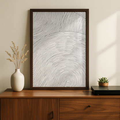 Abstract Spiral Line Art, Monochrome Wall Art, Black and White Minimalist Print, Modern Decor