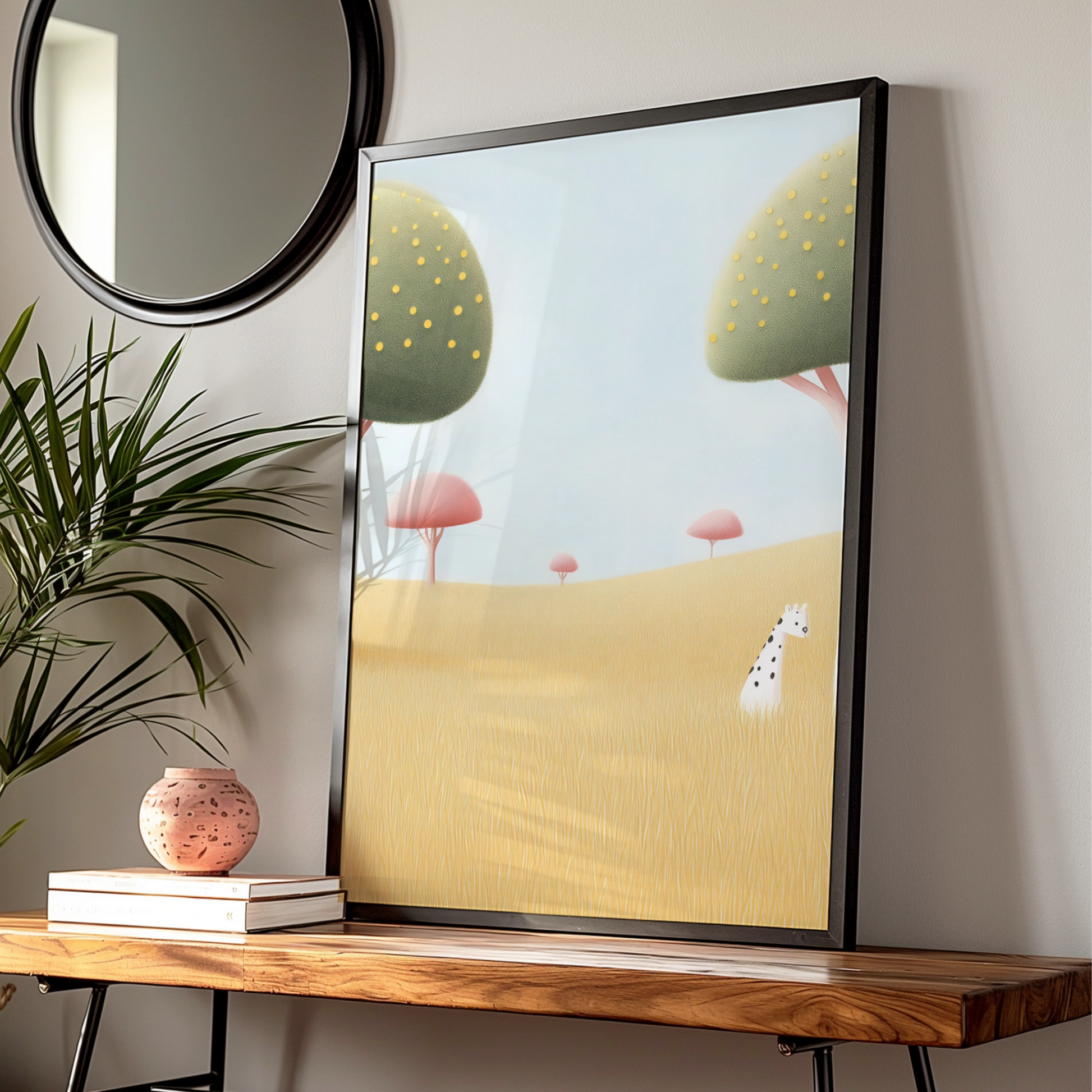 Giraffe Nursery Wall Art, Safari Baby Print, Kids Room Poster, Pastel Animal Decor