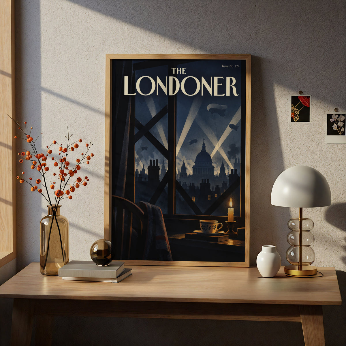 London Blitz Poster, St Paul's Cathedral Night Skyline, Vintage Magazine Cover Wall Art