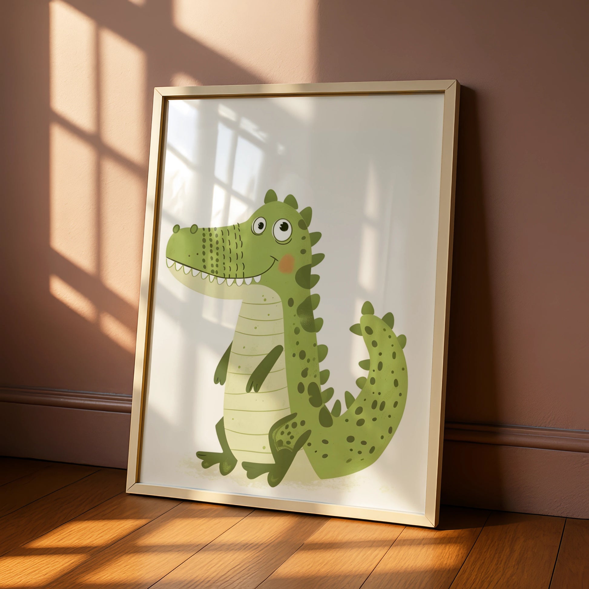 Cute Crocodile Nursery Wall Art, Green Baby Animal Poster, Kids Room Print