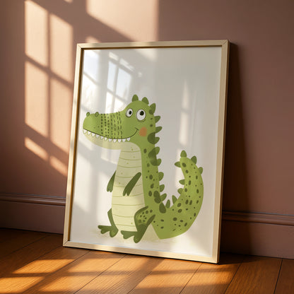 Cute Crocodile Nursery Wall Art, Green Baby Animal Poster, Kids Room Print