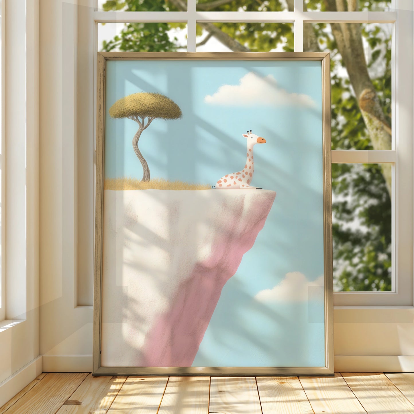 Giraffe Nursery Wall Art, Baby Animal Print, Safari Kids Room Poster, Cute Pastel Decor