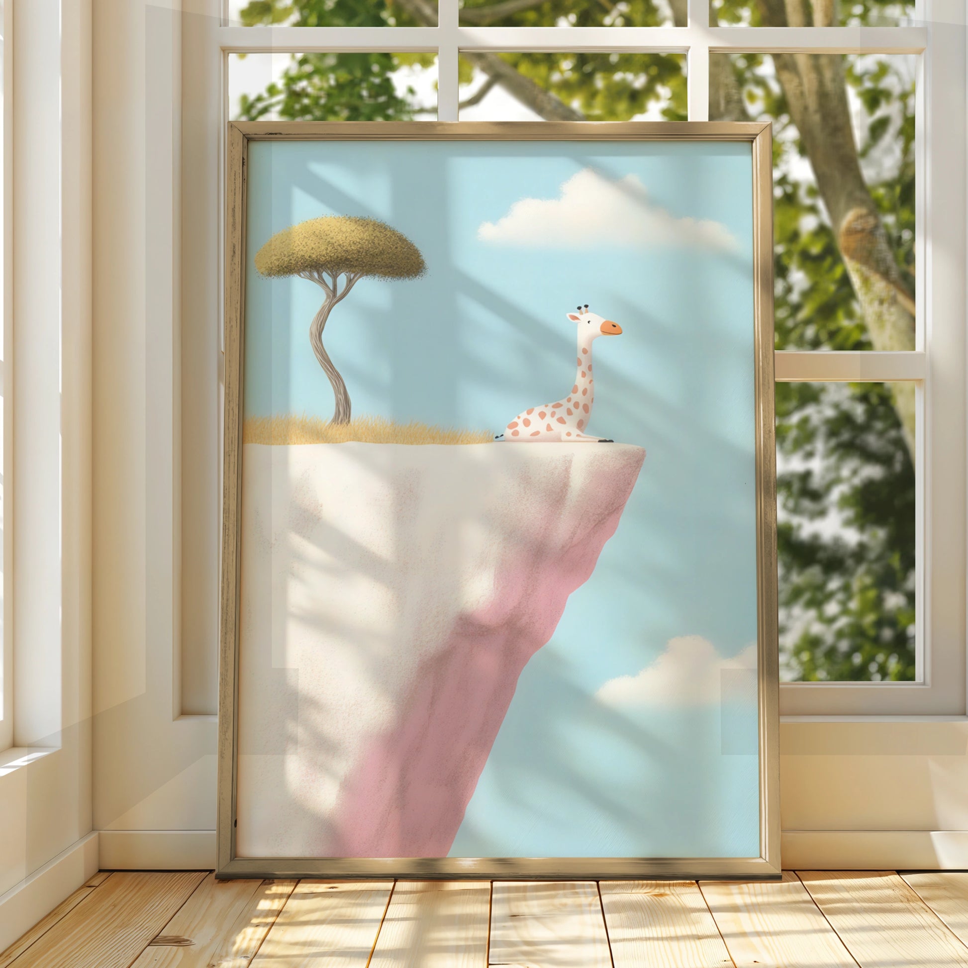 Giraffe Nursery Wall Art, Baby Animal Print, Safari Kids Room Poster, Cute Pastel Decor