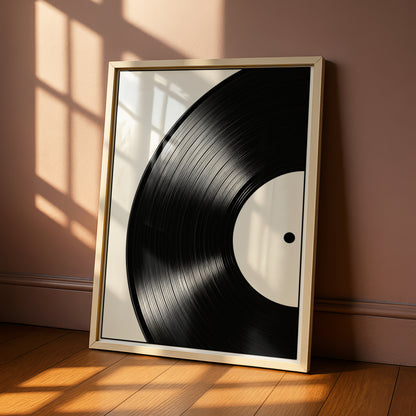 Vinyl Record Monochrome Wall Art, Black and White Music Poster, Minimalist Print, Modern Decor