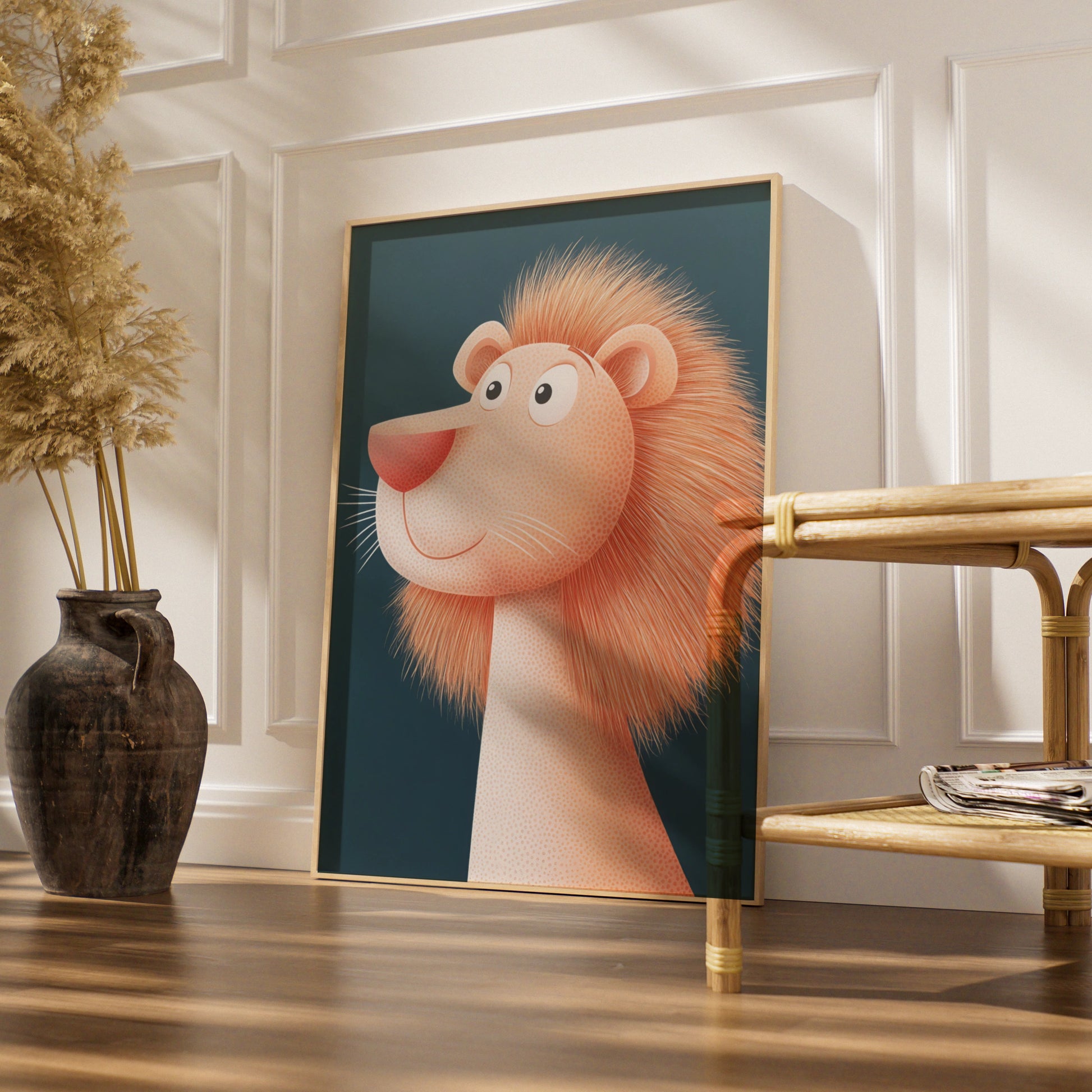 Lion Nursery Wall Art, Cute Lion Print, Baby Boy Room Poster, Kids Animal Decor