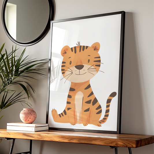 Cute Tiger Nursery Wall Art, Baby Animal Poster, Kids Room Decor, Children's Print
