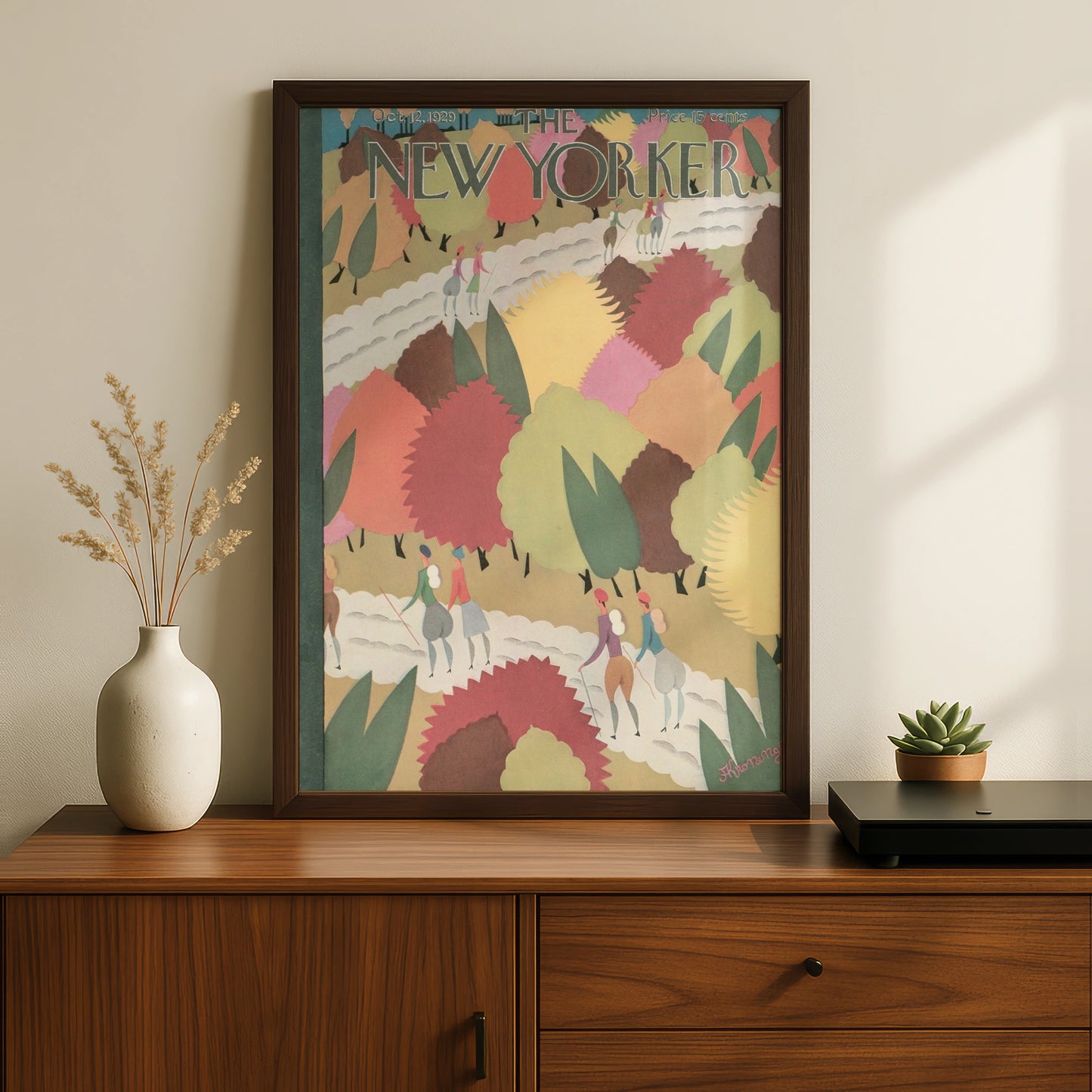 New Yorker 1929 Autumn Park Poster, Vintage Art Deco Cover Print, Fall Wall Art