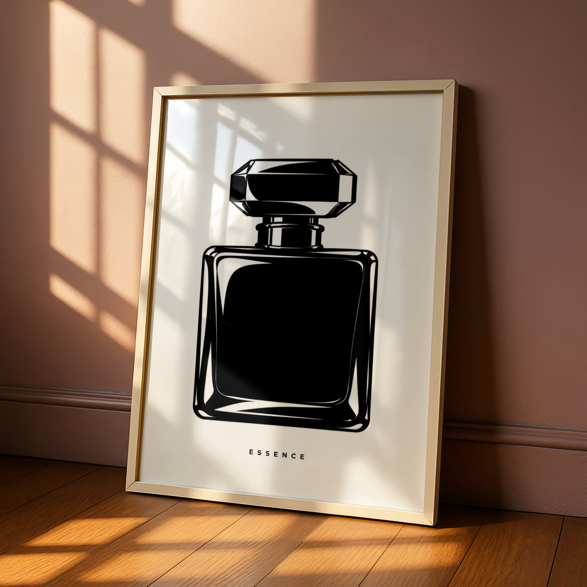Perfume Bottle Print, Monochrome Wall Art, Minimalist Black White Poster, Essence Typography