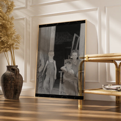 Vintage Depression Era Family Portrait Poster, 1930s Black and White Photography Print