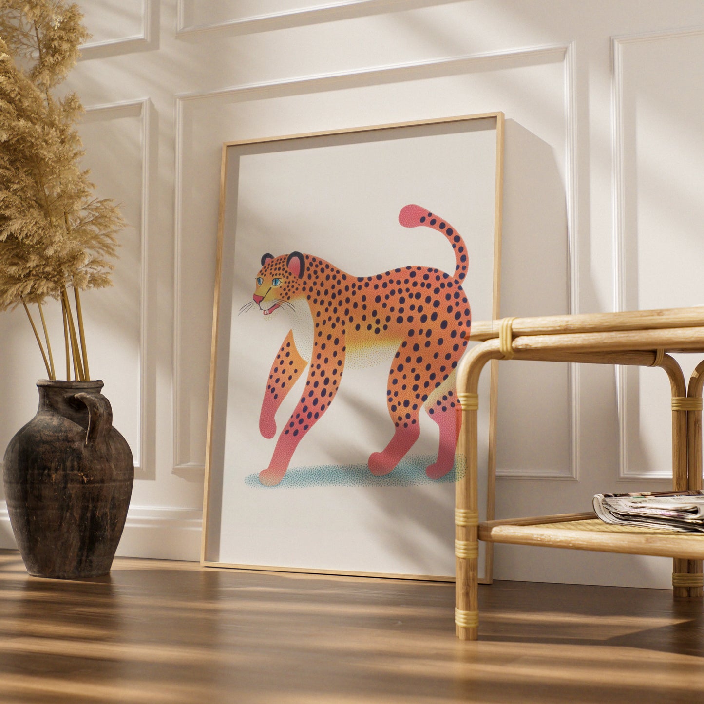 Leopard Nursery Wall Art, Colourful Cheetah Print, Kids Animal Poster, Children's Room Decor