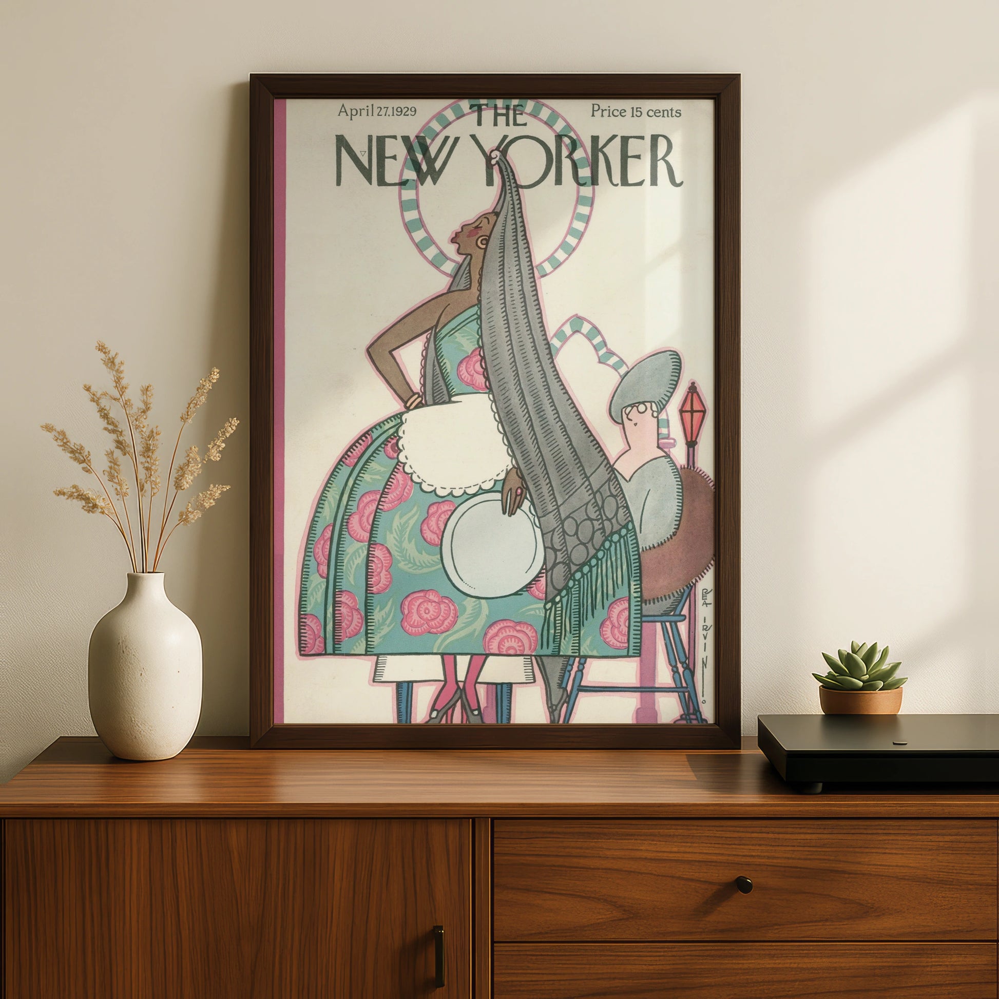 The New Yorker April 1929 Cover Poster, Rea Irvin Art Deco Maid Print, Vintage Wall Art