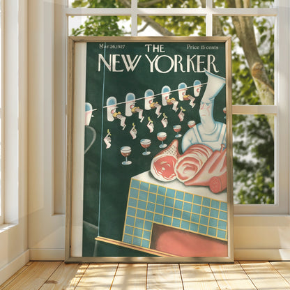 The New Yorker March 1927 Poster, Vintage Chef Art Deco Cover Print, Kitchen Wall Art