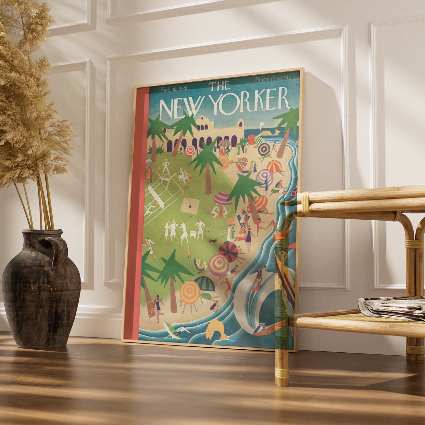 The New Yorker 1928 Beach Resort Cover Art Poster, Vintage Art Deco Wall Print