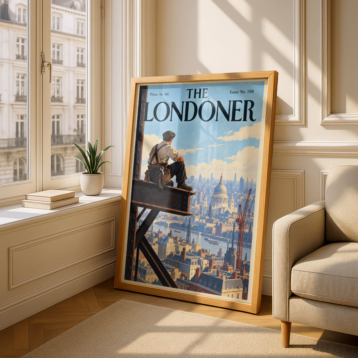London Skyline Poster, Vintage Magazine Cover Wall Art, St Paul's Cathedral Art Print