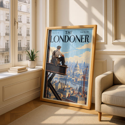 London Skyline Poster, Vintage Magazine Cover Wall Art, St Paul's Cathedral Art Print