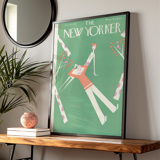 The New Yorker July 1926 Cover Poster, Vintage Art Deco Wall Art, Green Retro Print
