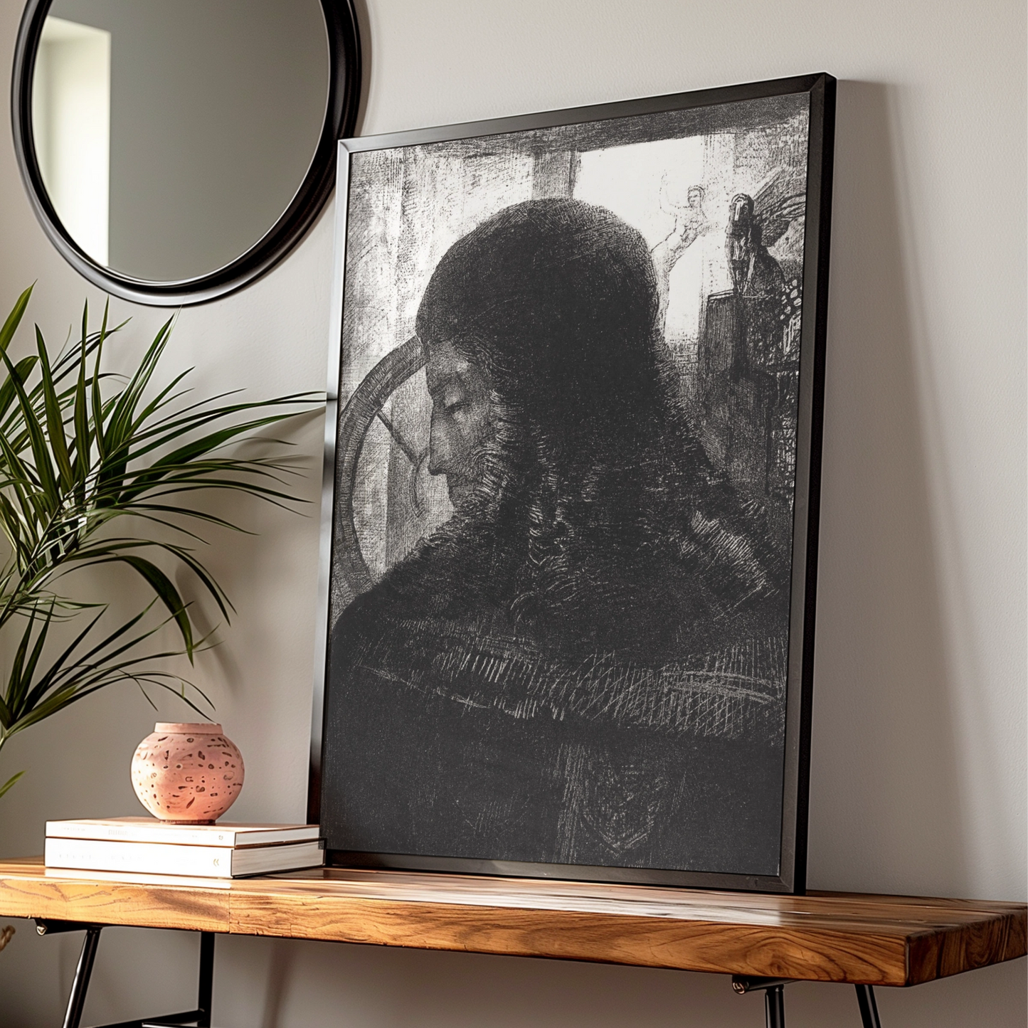 Halloween Dark Gothic Portrait Poster, Occult Figure Wall Art, Spooky Black Print