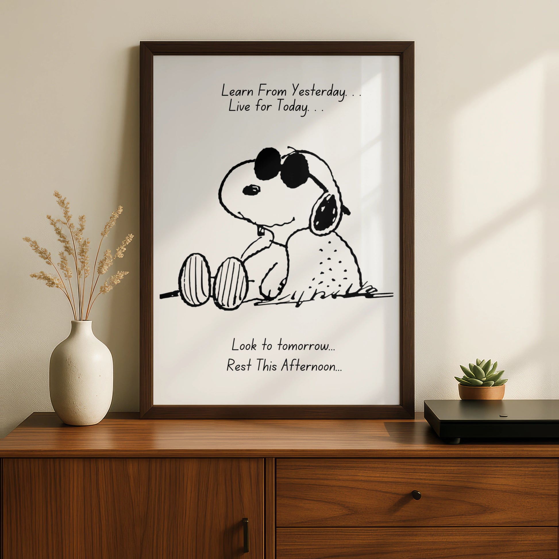 Cartoon Dog Inspirational Quote Poster, Funny Wall Art, Black White Print, Cool Dog Wall Decor