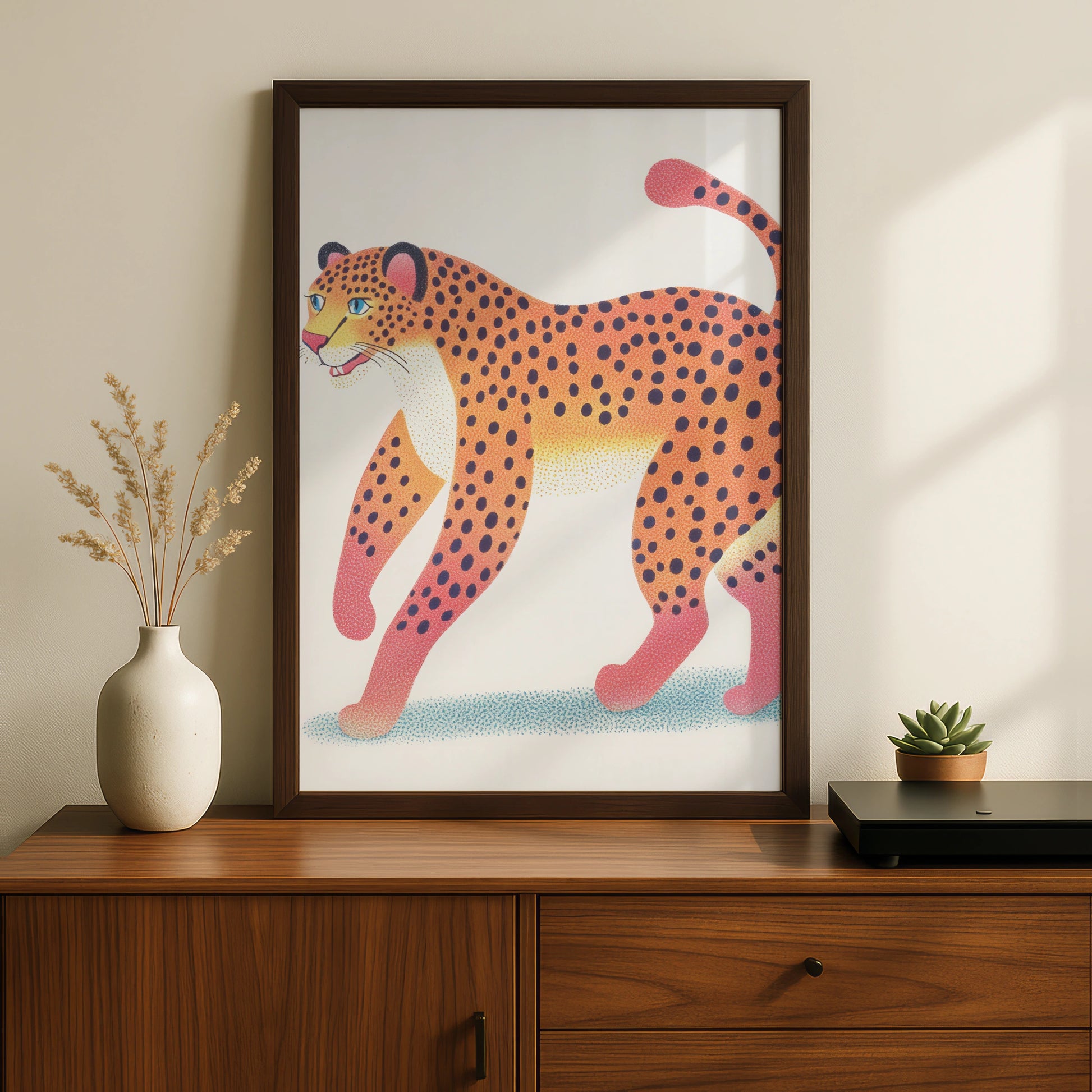 Leopard Nursery Wall Art, Colourful Cheetah Print, Kids Room Poster, Safari Animal Decor