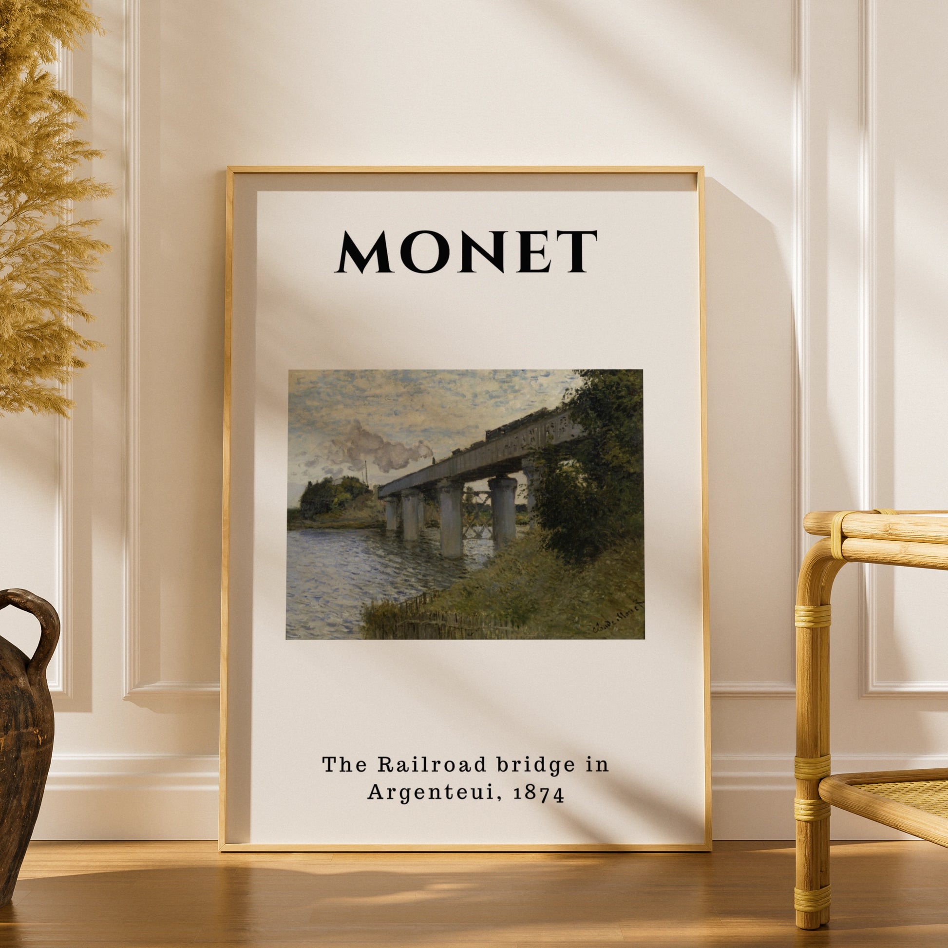 Monet Railroad Bridge Argenteuil Wall Art Print | Impressionist Vintage Poster – product image 1