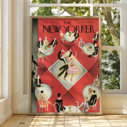 The New Yorker 1927 Art Deco Dance Cover Poster, Vintage Red Jazz Age Wall Art