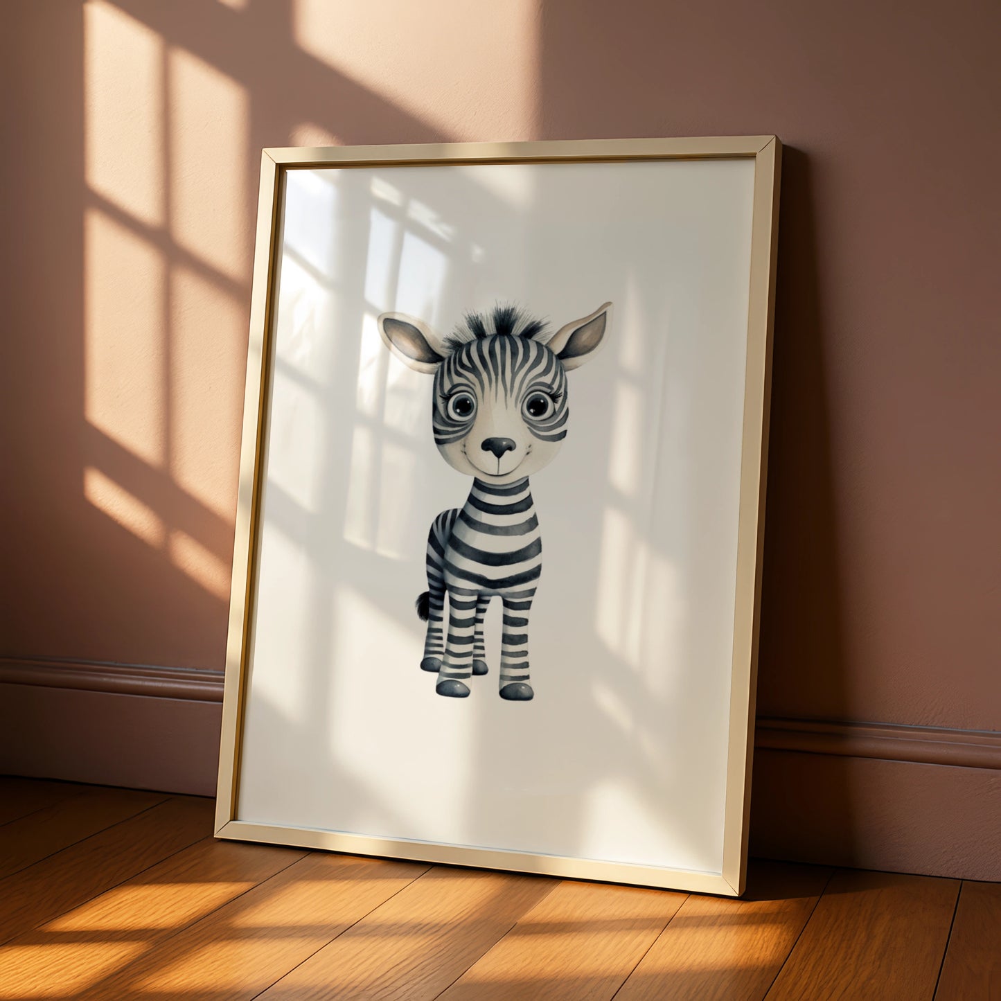 Cute Baby Zebra Nursery Wall Art, Safari Animal Poster, Kids Room Print, Children's Decor