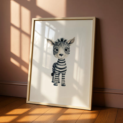 Cute Baby Zebra Nursery Wall Art, Safari Animal Poster, Kids Room Print, Children's Decor
