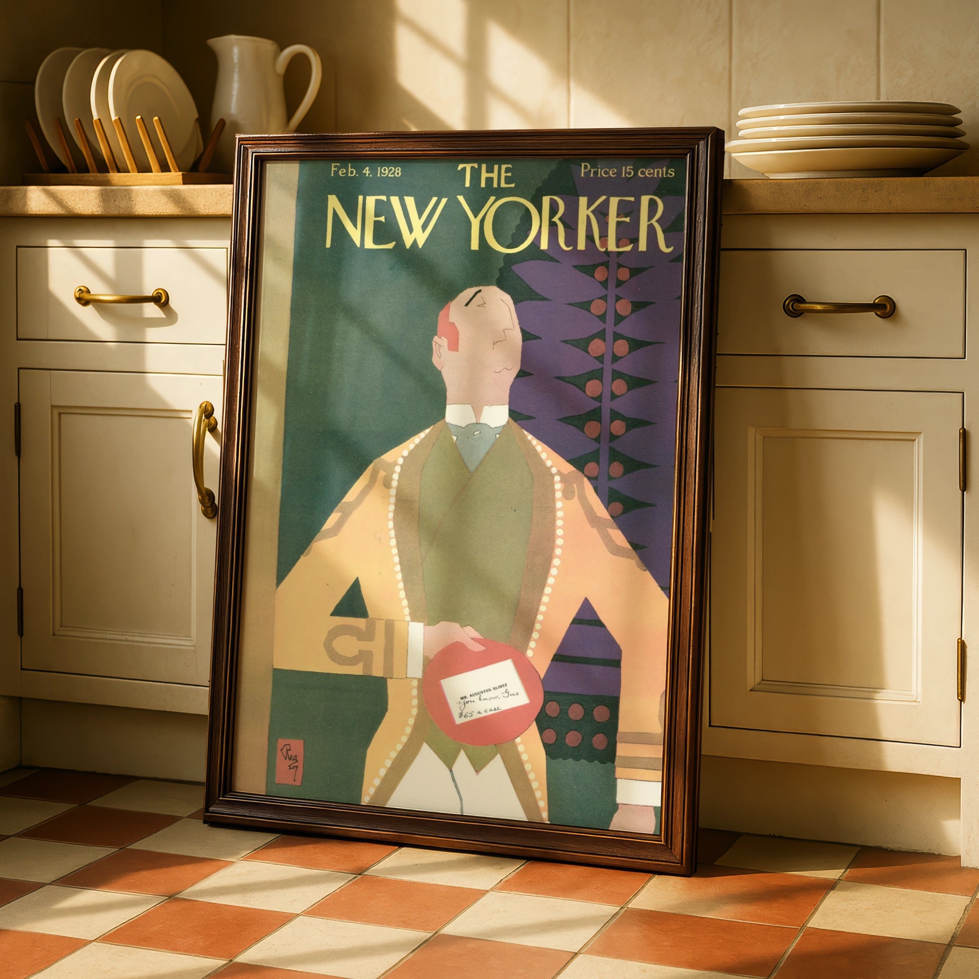 New Yorker Cover February 1928 Vintage Art Poster, Art Deco Wall Art Print